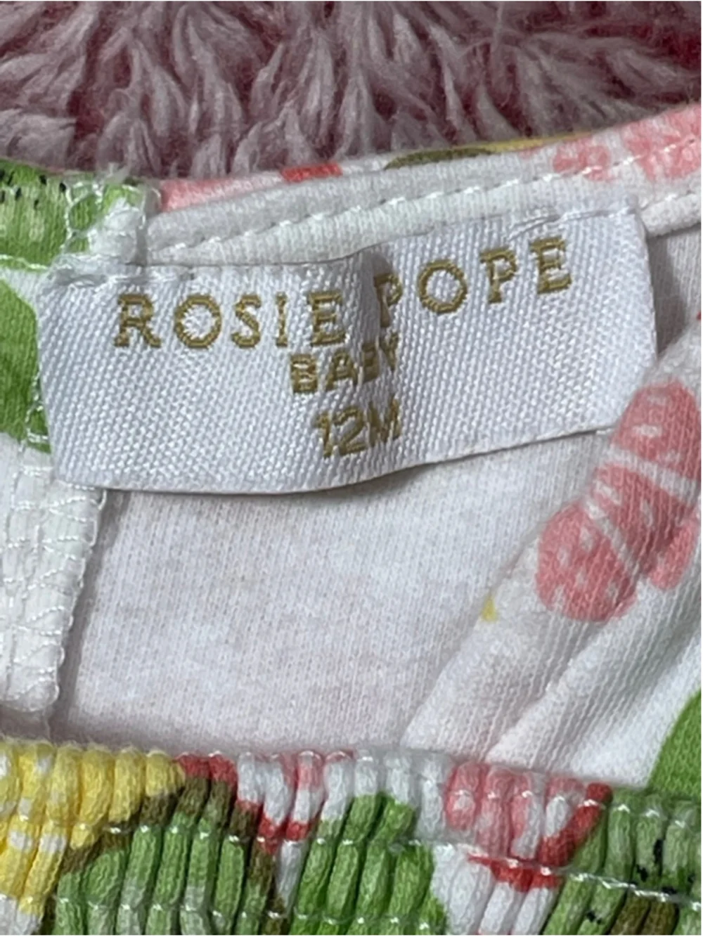 Girls Rosie Pope 12 Months White grapefruit kiwi smocked bubble romper